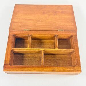 Vintage Gerard Craft Pinecone Wood 5 Section Trinket Box Rustic Decor